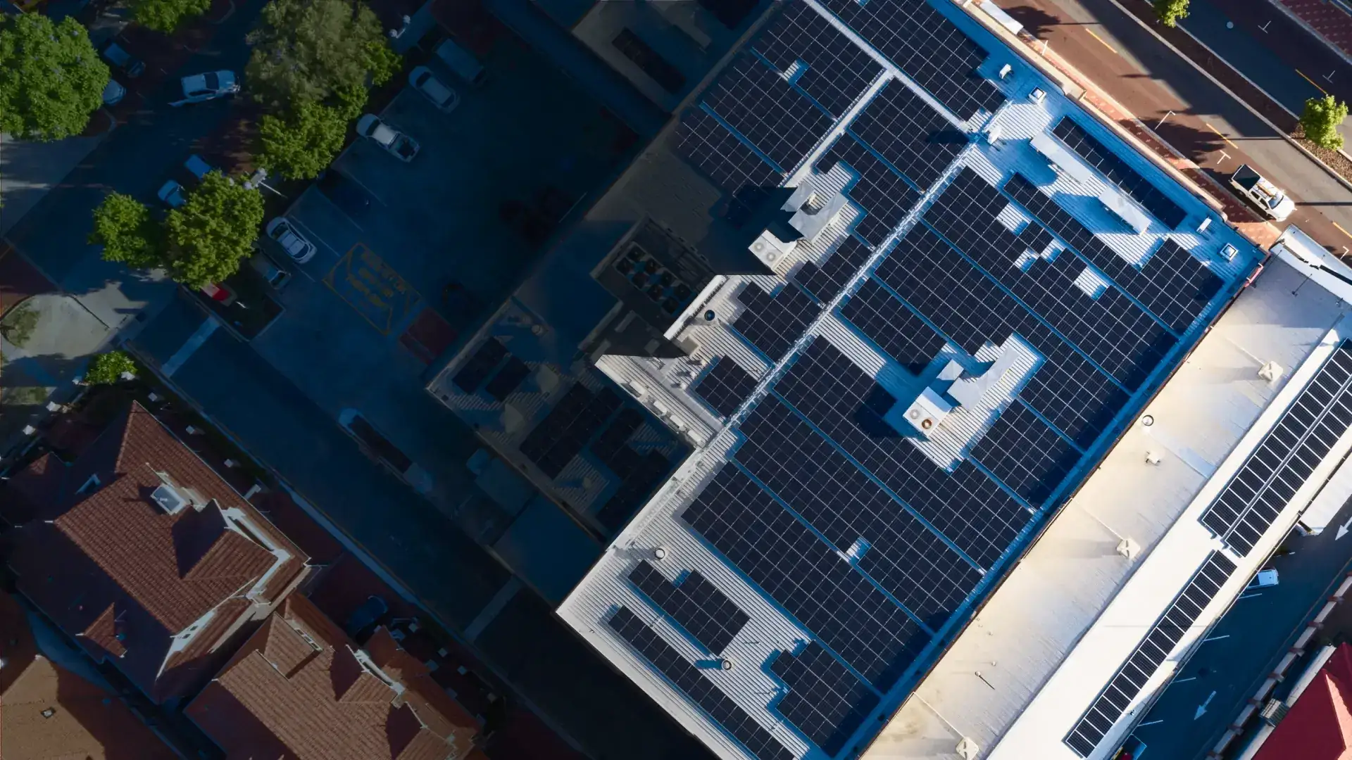 Aerial view of a solar installation